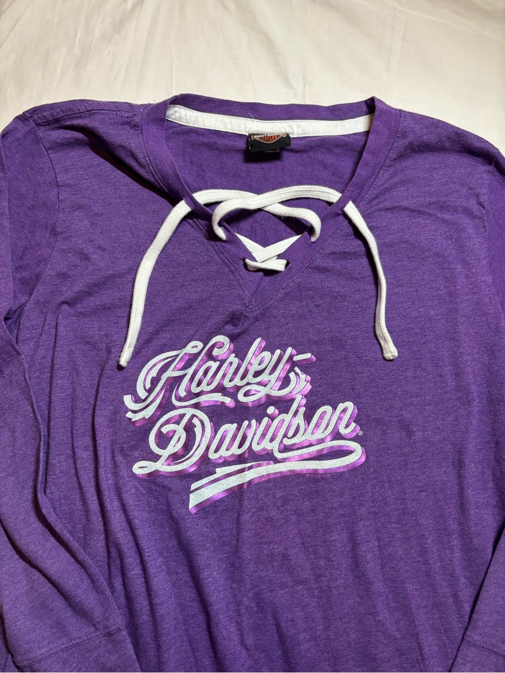 Harley-Davidson Purple Lace-Up V-Neck Logo Sweatshirt xxl